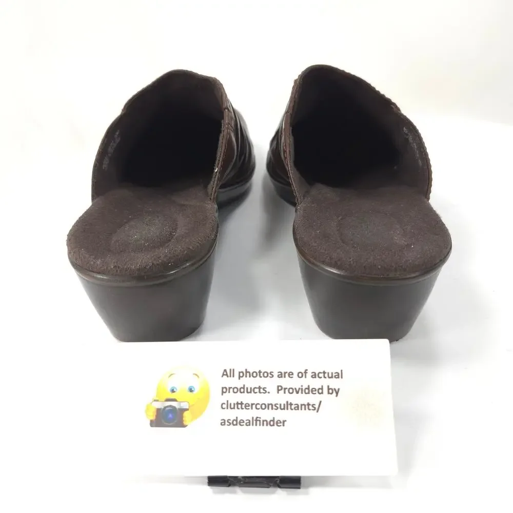 Clarks Bendables Leather Slip On Mule Slide Womens Size 10 M 62900 Brown